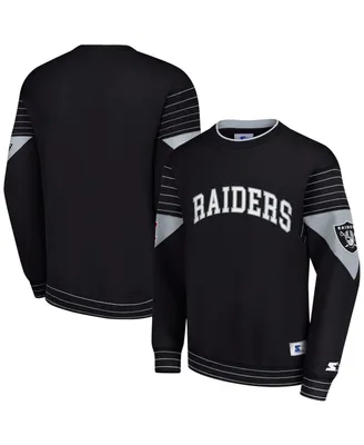 Men's Starter Black Las Vegas Raiders Face-Off Pullover Sweatshirt