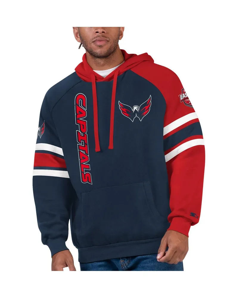 Men's Starter Red, Navy Washington Capitals Gauntlet Raglan Pullover Hoodie