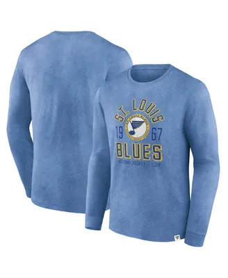 Men's Fanatics Heather Blue Distressed St. Louis Blues Keep The Zone Long Sleeve T-shirt
