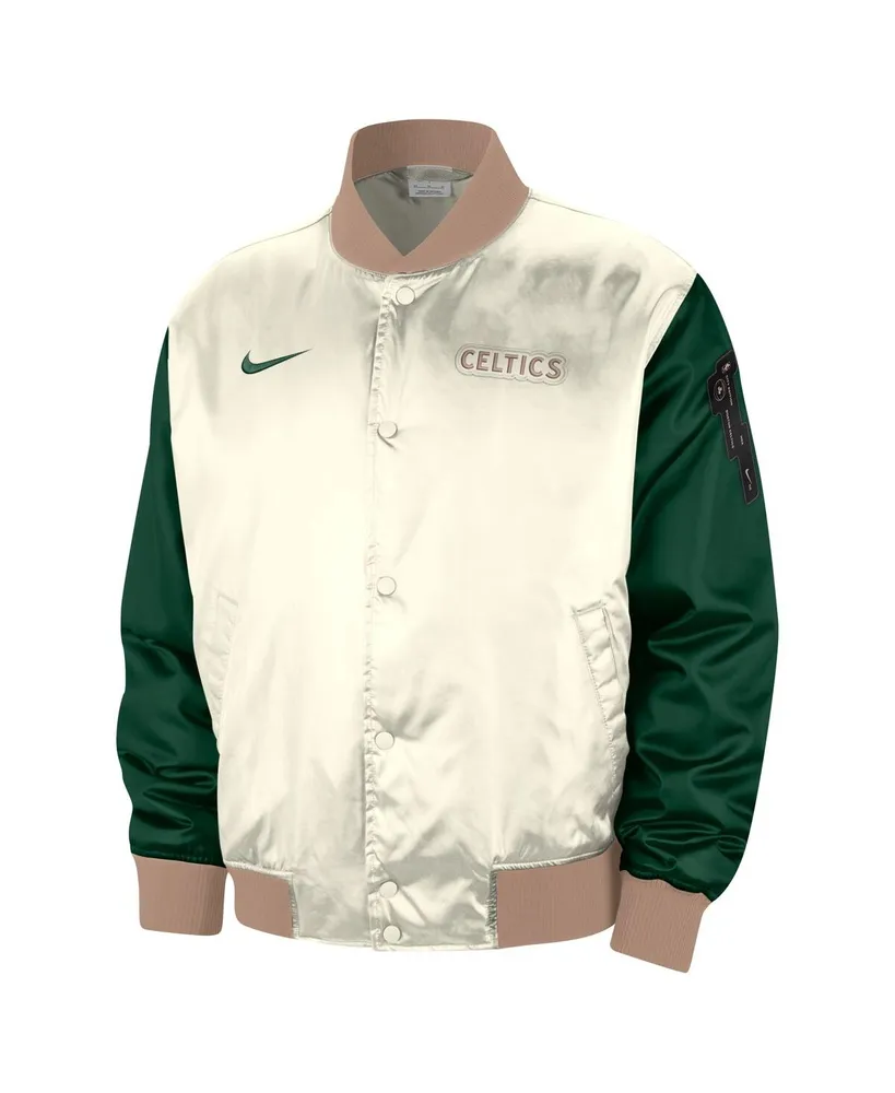 Men's Nike Cream Boston Celtics 2023/24 City Edition Courtside Premier Full-Snap Bomber Jacket