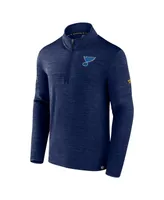 Men's Fanatics Heather Navy St. Louis Blues Authentic Pro Quarter-Zip Pullover Top