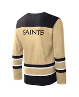 Men's Starter Gold New Orleans Saints Cross-Check V-Neck Long Sleeve T-shirt