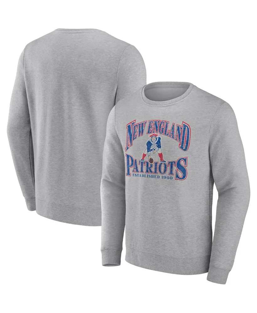 Men's Fanatics Heathered Charcoal Distressed New England Patriots Playability Pullover Sweatshirt