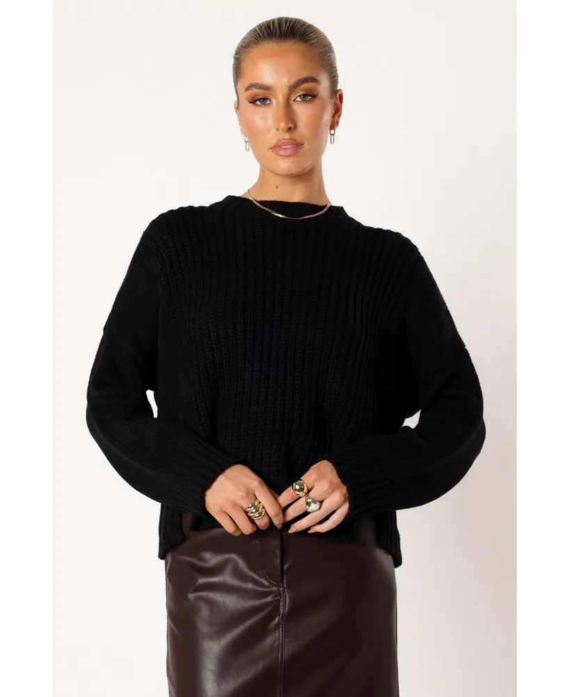 Women's Arlette Textured Knit Sweater - Black