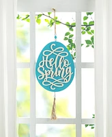 Glitzhome 17" H Easter Wooden Eggs Door Hanger, Set of 2