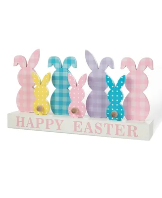 Glitzhome 11.75" L Easter Wooden Bunny Family Table Decor