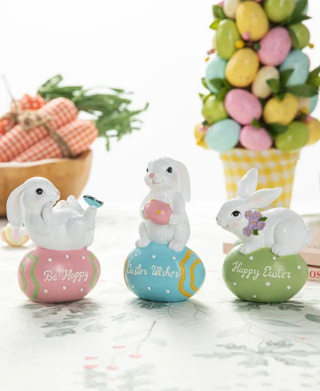 Glitzhome 4.5 H Easter Resin Bunny Table Decor, Set of 3