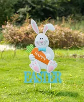 Glitzhome 30" H Easter Metal Bunny Yard Stake