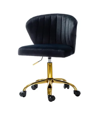 Modern Velvet Cute Armless Office Chair for Living Room Vanity Study