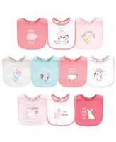 Hudson Baby Infant Girl Cotton Bibs, Hogs And Kisses Set, One Size