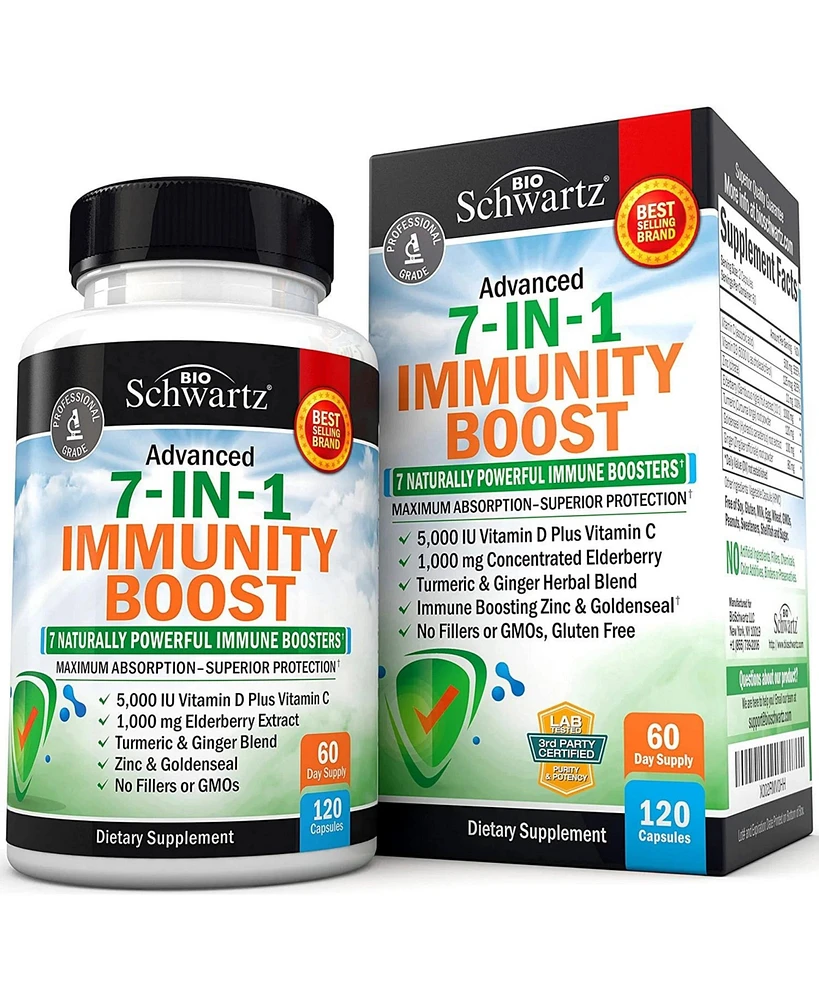 Immune Support Supplement - Zinc, Vitamin C, D3, Elderberry, Goldenseal