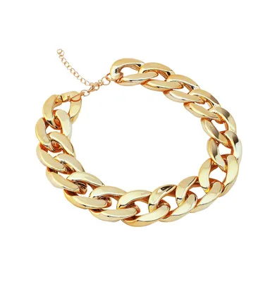 Sohi Women's Gold Metallic Chainlink Necklace