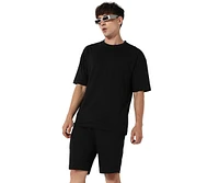 Campus Sutra Men's Oversized Solid Black Casual Co-Ord Set