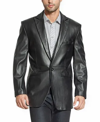 Bgsd Men One-Button Tuxedo Leather Blazer