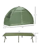 Outsunny Camping Tent Cot Combo, Single Person Off-Ground Tent