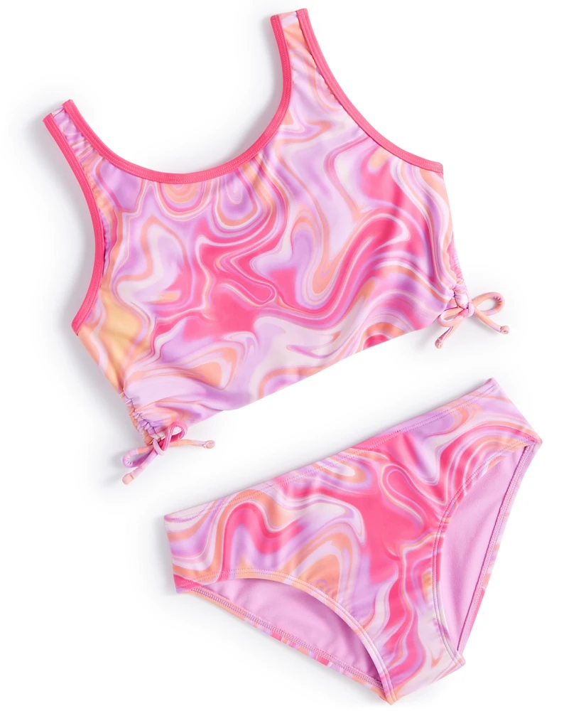 Breaking Waves Big Girls Printed Swimsuit, 2 Piece Set