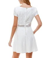 City Studios Juniors' Embroidered Eyelet Skater Dress