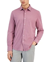 Alfani Men's Classic-Fit Heathered Jersey-Knit Button-Down Shirt, Created for Macy's