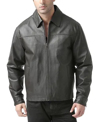 Bgsd Men Greg Open Bottom Zip Front Leather Jacket - Tall