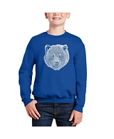 Bear Face - Big Boy's Word Art Crewneck Sweatshirt