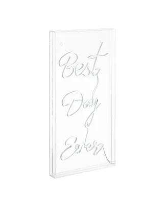 Jonathan Y Best Day Ever Contemporary Glam Acrylic Box Usb Operated Led Neon Light