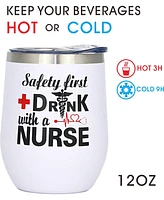 Nurse Gifts with Nurse Tumbler or Coffee Mug with Straw and Cleaning Brush includes Scented Soy Candle in a Jar and Nurse Socks