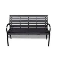 Patio Bench 49.2" Steel and Wpc Black