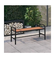 Patio Bench 49" Steel and Wpc Brown and Black