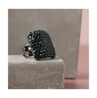 Sohi Women's Green Embellished Cluster Cocktail Ring