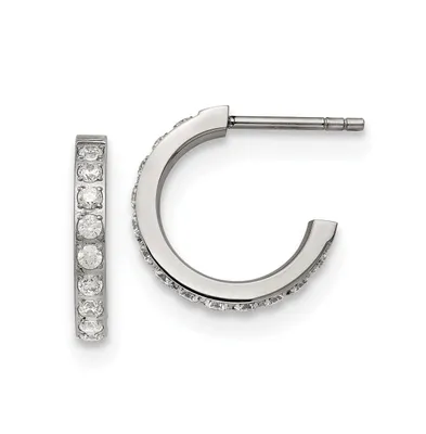 Chisel Stainless Steel Polished with Cz Hoop Earrings