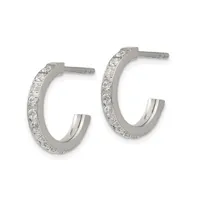 Chisel Stainless Steel Polished with Cz Hoop Earrings