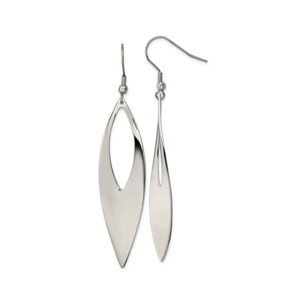 Chisel Stainless Steel Polished Dangle Shepherd Hook Earrings