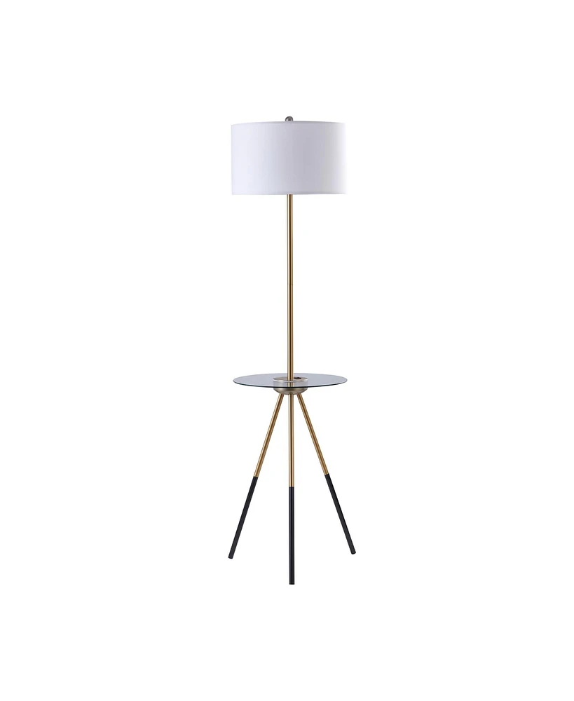 Team son Home Myra Floor Lamp with Glass Table and Built-In Usb, Gold