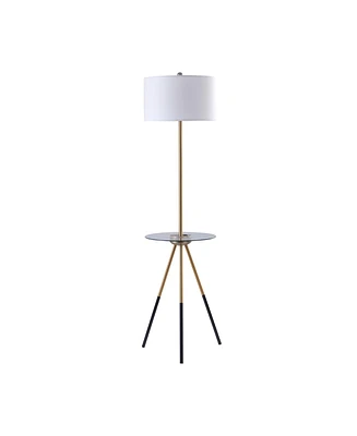 Team son Home Myra Floor Lamp with Glass Table and Built-In Usb, Gold