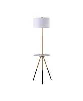 Team son Home Myra Floor Lamp with Glass Table and Built-In Usb, Gold