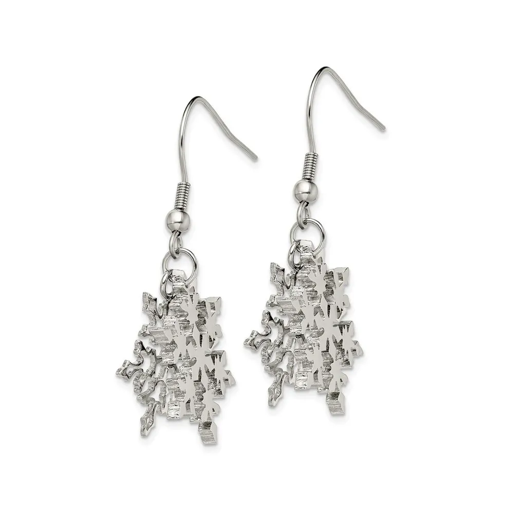 Chisel Stainless Steel Polished Snowflake Dangle Earrings