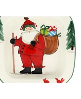 Old St. Nick Small Rimmed Square Platter with Gifts