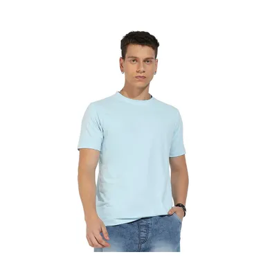 Campus Sutra Men's Icy Blue Basic Regular Fit T-Shirt