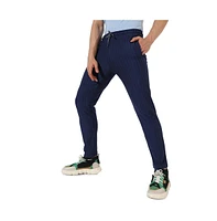 Campus Sutra Men's Navy Blue Unbalanced Striped Casual Joggers