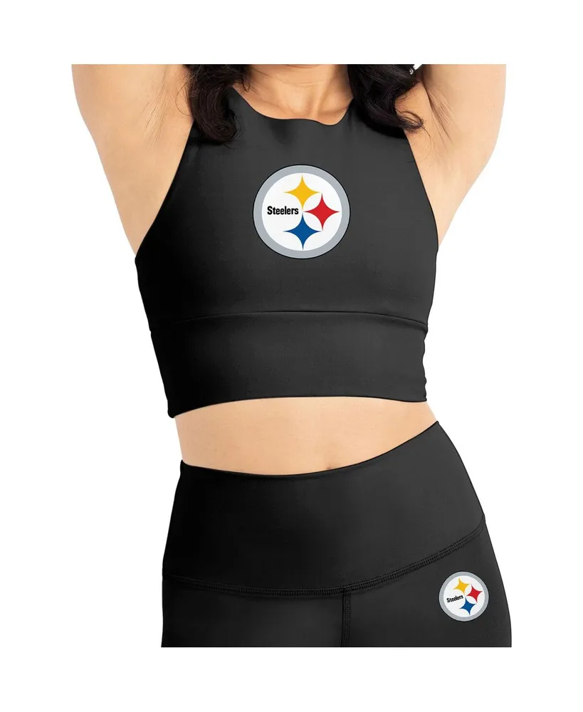 Women's Black Pittsburgh Steelers Leggings and Midi Bra Set