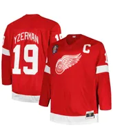 Men's Mitchell & Ness Steve Yzerman Red Detroit Wings Big and Tall Captain Patch Blue Line Player Jersey