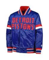 Big Boys Starter Blue Detroit Pistons Home Game Varsity Satin Full-Snap Jacket