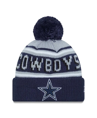 Big Boys and Girls New Era Gray, Navy Dallas Cowboys Main Cuffed Knit Hat with Pom