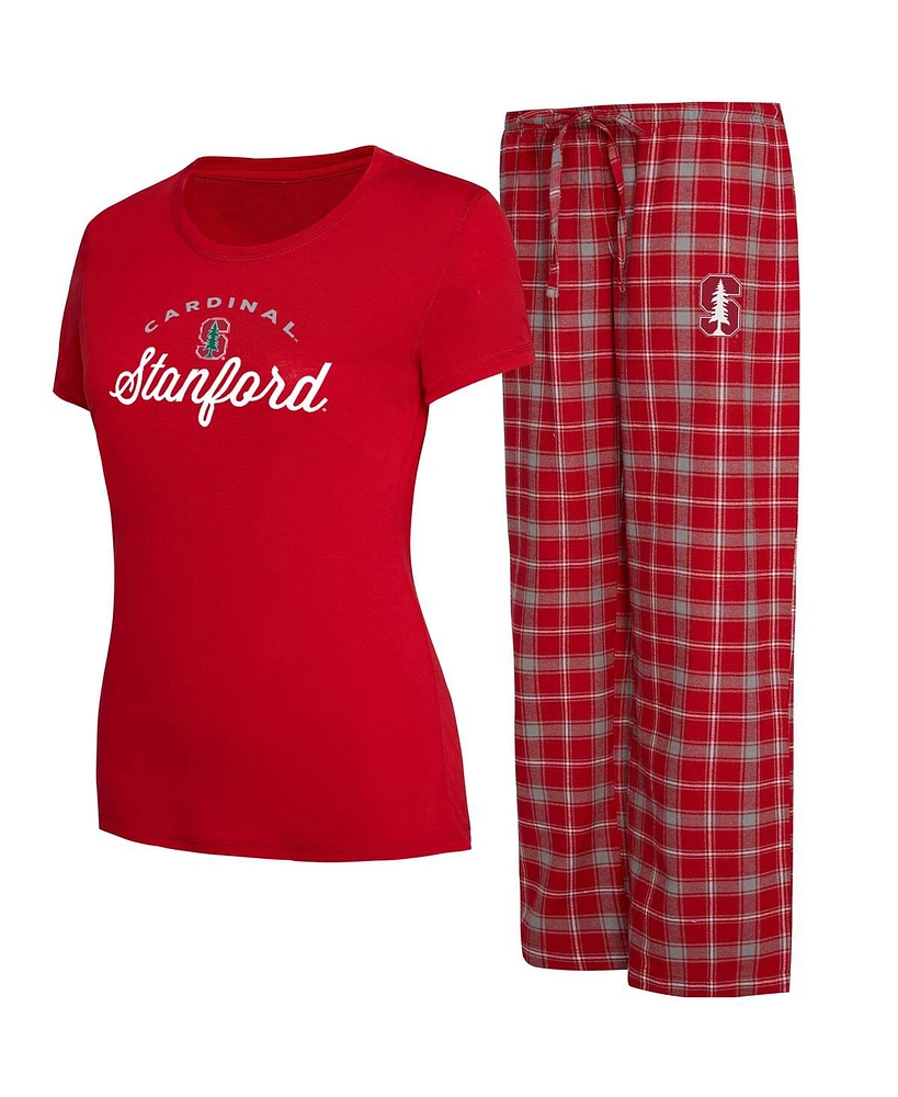Women's Concepts Sport Cardinal, Gray Stanford Cardinal Arctic T-shirt and Flannel Pants Sleep Set