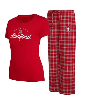 Women's Concepts Sport Cardinal, Gray Stanford Cardinal Arctic T-shirt and Flannel Pants Sleep Set