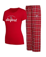 Women's Concepts Sport Cardinal, Gray Stanford Cardinal Arctic T-shirt and Flannel Pants Sleep Set