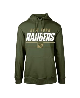 Big Boys LevelWear Olive New York Rangers Podium Fleece Pullover Hoodie