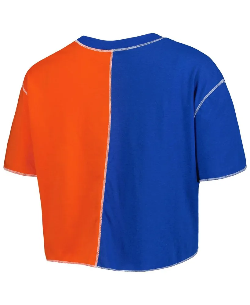 Women's ZooZatz Royal, Orange Florida Gators Colorblock Cropped T-shirt