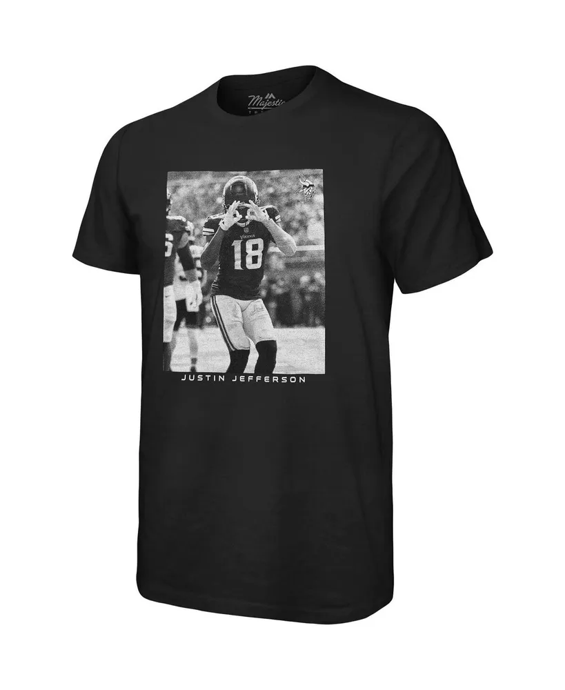 Men's Majestic Threads Justin Jefferson Black Minnesota Vikings Oversized Player Image T-shirt