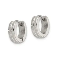 Chisel Stainless Steel Polished Laser cut Hinged Hoop Earrings